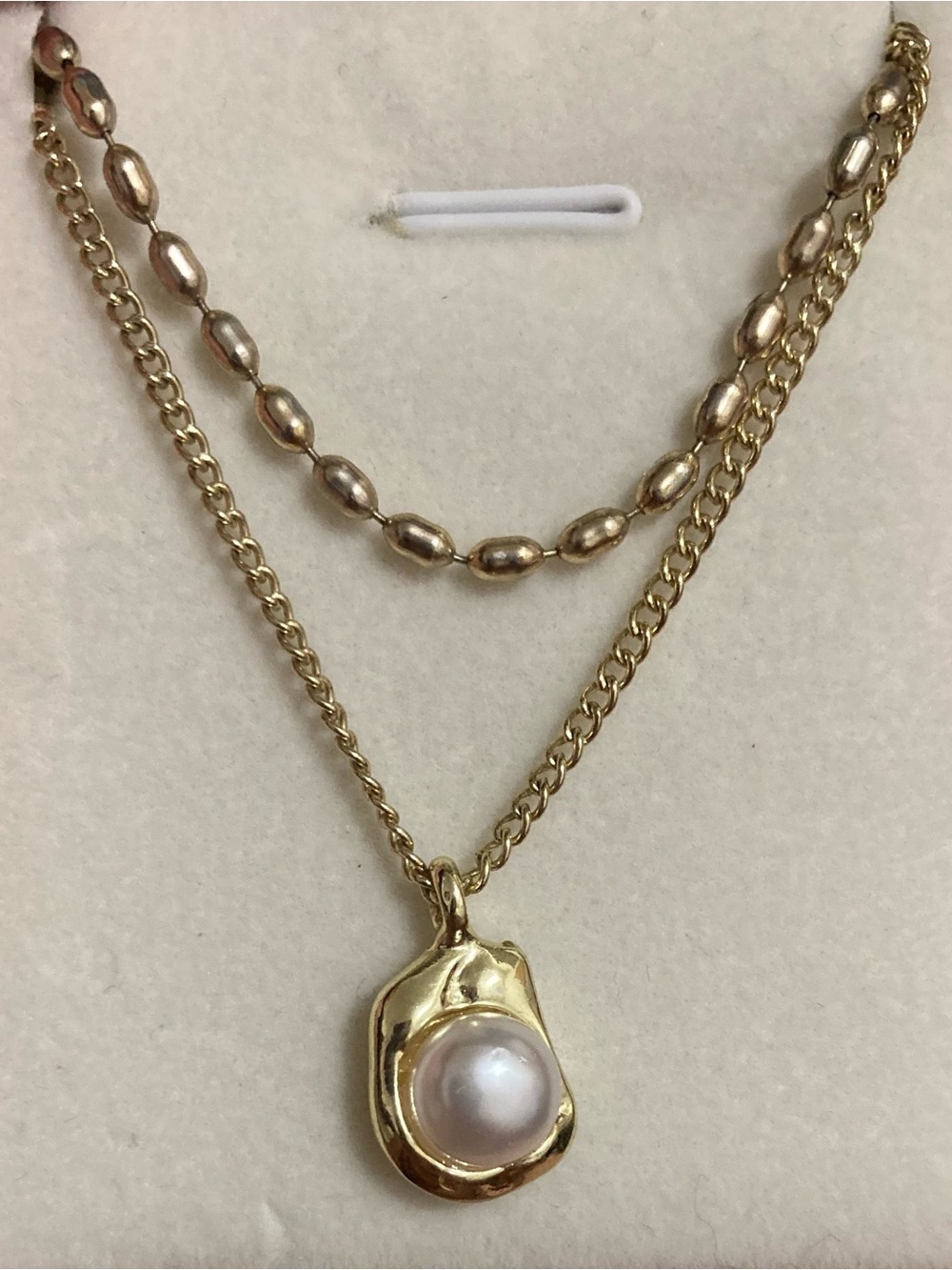 Gold Layered Pearl Pendant Necklace - Elegant Women's Jewelry
